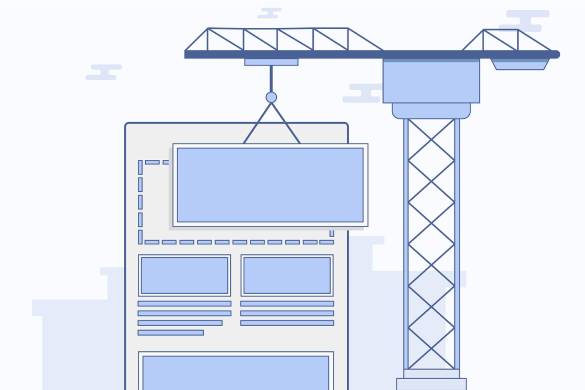 posicionamiento web Vigo muestra una simulación de construcción web similar a un edificio